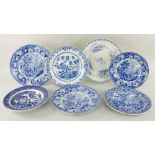 SWANSEA DISHES comprising blue and white printed designs including 'Elephant Rocks' pattern, '