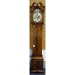 MODERN DWARF MUSICAL LONGCASE CLOCK having a brass dial, movement striking on eight gongs, back of