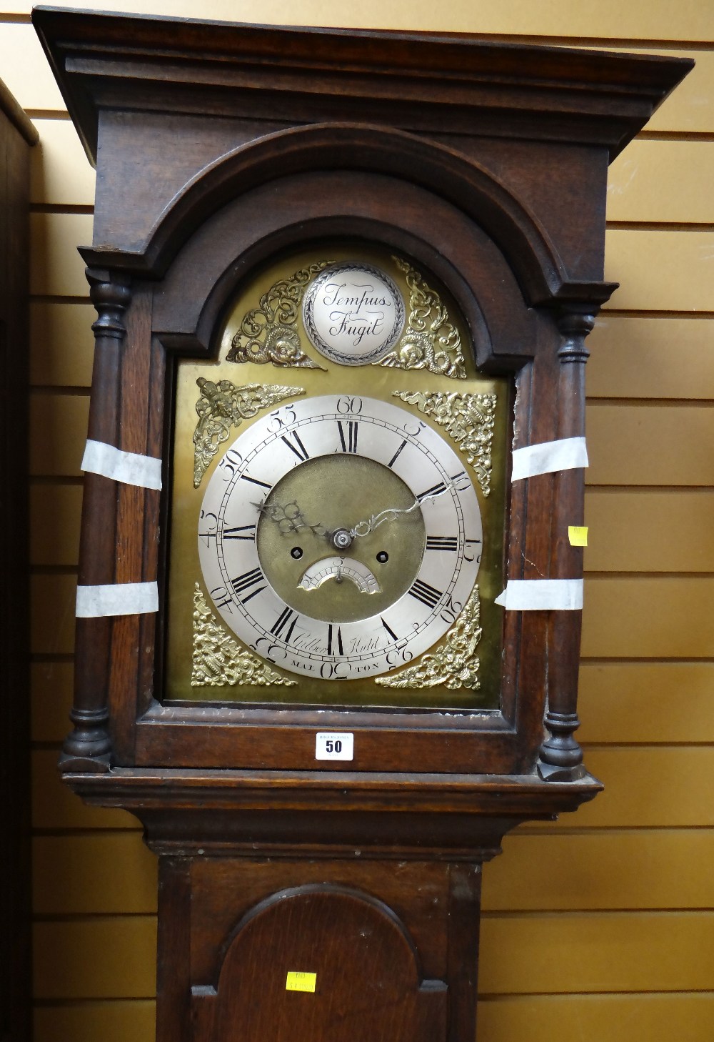 ANTIQUE BRASS DIAL LONGCASE CLOCK (distressed)