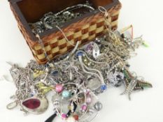 JEWELLERY BOX containing assorted modern bracelets, pendants on chains, animal brooches, earrings