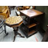 OCCASIONAL FURNITURE including Victorian trumpet work table and mahogany revolving bookcase (2)