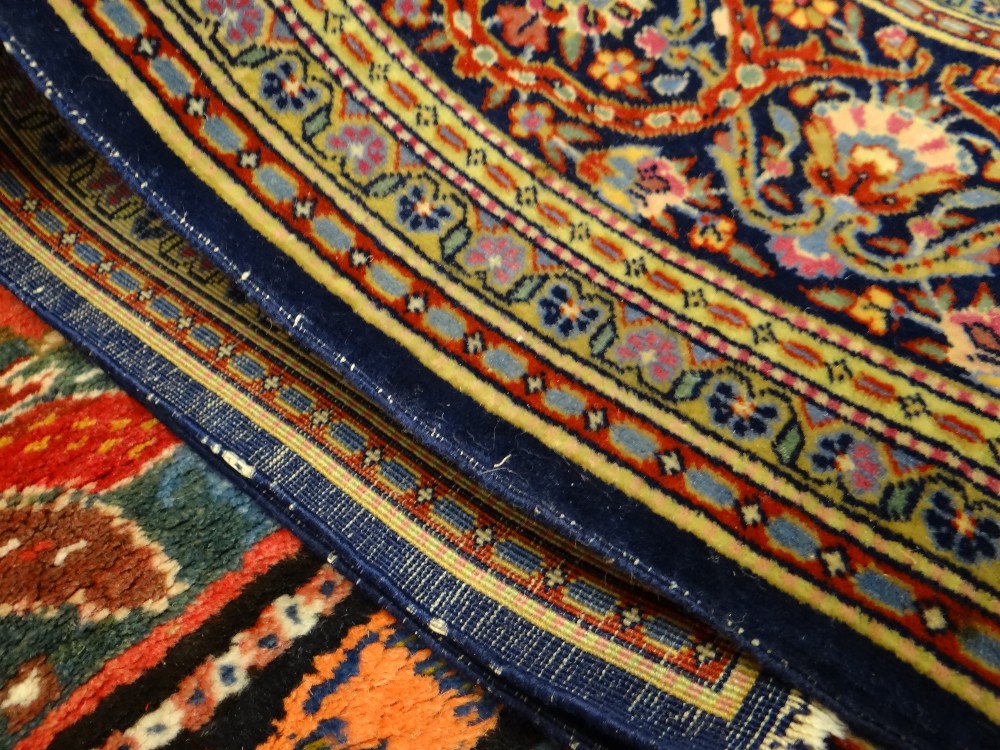 PERSIAN GARDEN RUG with indigo field, stylized flowers, arabesque compartments, lotus border, - Image 5 of 7