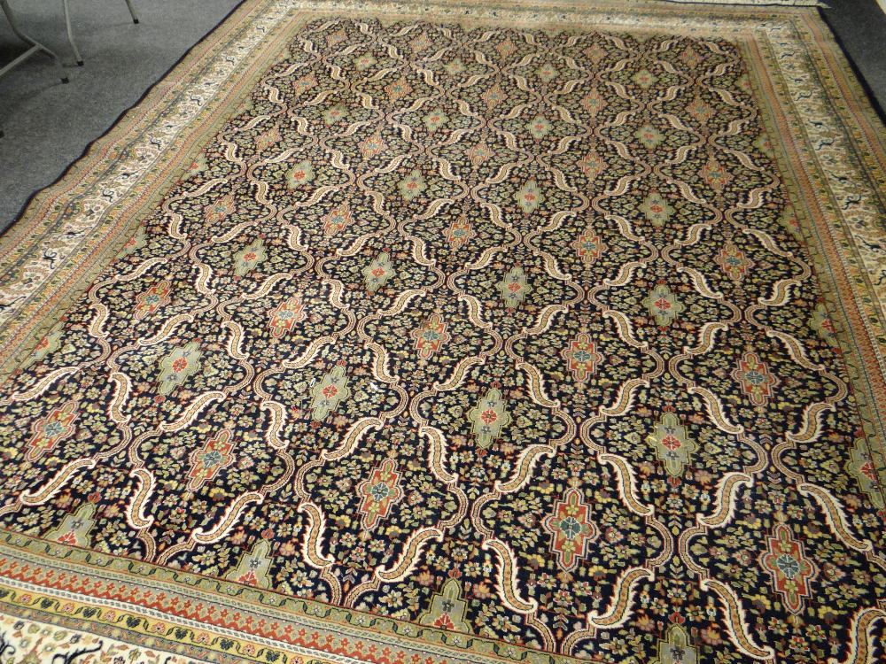 INDIAN KAIMURI GARDEN RUG, stylized floral field within compartments, multiple borders and guards,