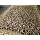 INDIAN KAIMURI GARDEN RUG, stylized floral field within compartments, multiple borders and guards,