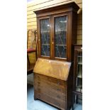 REPRODUCTION GEORGIAN STYLE WALNUT BUREAU BOOKCASE