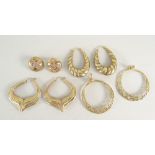 ASSORTED 9CT YELLOW GOLD EARRINGS OF VARIOUS DESIGN (4 pairs) 19.3 grams overall.