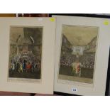 BENJAMIN COLE engravings - House of peers, House of commons, hand coloured, circa 1755, 37 x 24cms