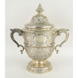 EDWARD VII TWIN HANDLED SILVER TROPHY CUP AND COVER engraved 'Alexandra Park Centenary Cup 1868-