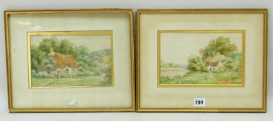S. HAMILTON (late 19th Century) two watercolours - thatched cottages and a companion, signed, 14 x