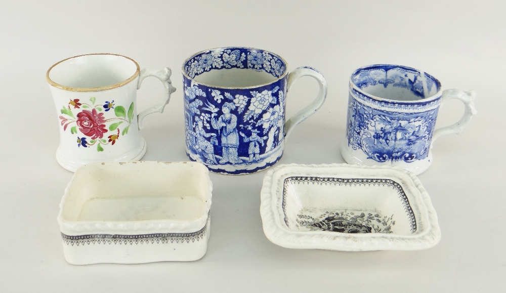 ASSORTED WELSH POTTERY comprising three Cambrian mugs, one painted with rose and with Roland