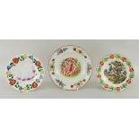 WELSH DISHES including three Cambrian nursery dishes, moulded borders, one with printed design