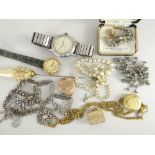 ASSORTED JEWELLERY AND WATCHES to include 9ct gold heart pendant, 9ct gold charm in the form of a