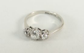 PALLADIUM SET THREE STONE DIAMOND RING (0.5cts overall approximately) in HB Ganz Swansea box, 2.