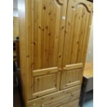 MODERN PINE WARDROBE WITH TWO APRON DRAWERS