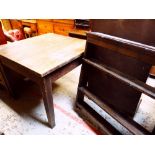 ASSORTED FURNITURE to include oak delft rack and large square work table (2)