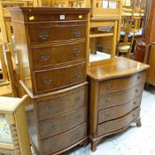 REPRODUCTION SERPENTINE FRONTED FOUR DRAWER CHEST and dwarf chest on chest (2)