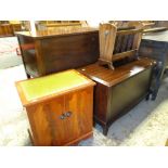 THREE FURNITURE ITEMS comprising reproduction magazine rack, blanket chest and cabinet