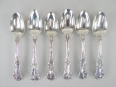19TH CENTURY SILVER TEASPOONS - mixed group of six 'King's' pattern double struck teaspoons, overall