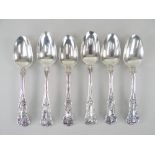 19TH CENTURY SILVER TEASPOONS - mixed group of six 'King's' pattern double struck teaspoons, overall