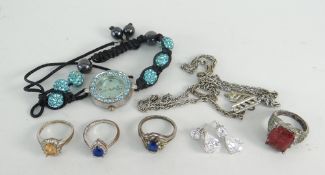 ASSORTED JEWELLERY to include pair of 14k white gold dress earrings, various dress rings, ladies'