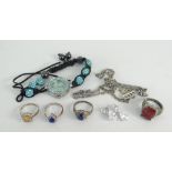 ASSORTED JEWELLERY to include pair of 14k white gold dress earrings, various dress rings, ladies'