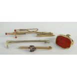 15CT GOLD FOX HEAD TIE CLIP SET WITH RUBIES AND DIAMOND CHIPS, Stratton tie clip in the form of a