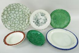 SWANSEA DISHES comprising six Cambrian and Glamorgan dishes, various designs, including creamware