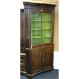 EARLY 19TH CENTURY OAK STANDING CORNER CABINET (door replaced, alterations), 203cms high