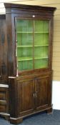 EARLY 19TH CENTURY OAK STANDING CORNER CABINET (door replaced, alterations), 203cms high