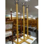 SET OF THREE MODERN OAK COAT STANDS