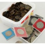 ASSORTED BRITISH PRE-DECIMAL COINAGE together with some cased and uncased commemorative crowns