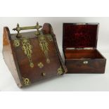 BRASS BOUND SLOPING COAL BOX & ROSEWOOD JEWELLERY BOX (2)