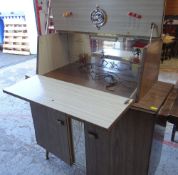 RETRO FORMICA COCKTAIL CABINET with fitted interior and mirror-back cupboards