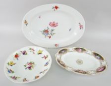 THREE SWANSEA PORCELAIN ITEMS comprising (1) circular cruciform dish, painted with a centred spray