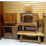 ASSORTED OCCASIONAL FURNITURE including a Victorian walnut what-not base, oak coffee table, French