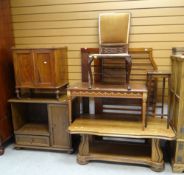 ASSORTED OCCASIONAL FURNITURE including a Victorian walnut what-not base, oak coffee table, French