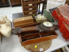 ASSORTED BOXES & ANEROID BAROMETER