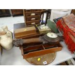 ASSORTED BOXES & ANEROID BAROMETER