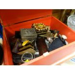 ASSORTED BOXES, FASHION WATCHES, ELECTROPLATE ETC