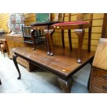ASSORTED FURNITURE including mahogany dining table, pair of chairs, turned ebonized Canterbury