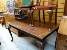 ASSORTED FURNITURE including mahogany dining table, pair of chairs, turned ebonized Canterbury