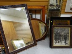 ASSORTED PICTURE FRAMES, MIRROR, PRINTS ETC