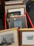 ASSORTED PICTURES including watercolour of tall ships by F L Blanchard, signed and dated 1903