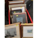 ASSORTED PICTURES including watercolour of tall ships by F L Blanchard, signed and dated 1903