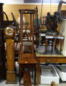 ASSORTED FURNITURE & FURNISHINGS including 1930's dwarf longcase clock, fern stand, occasional