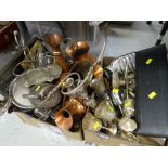 ASSORTED METALWARE including copper jugs, plated goblets ETC