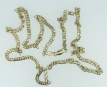 9CT YELLOW GOLD FINE FLAT CURB LINK CHAIN, 10.6grams