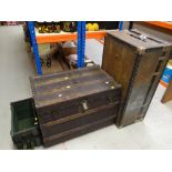 WOOD BOUND BLANKET CHEST, TRUNK & AMMUNITION BOX