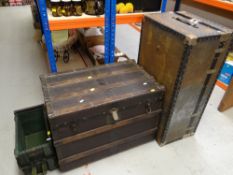 WOOD BOUND BLANKET CHEST, TRUNK & AMMUNITION BOX