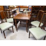 VICTORIAN MAHOGANY DROP-LEAF DINING TABLE & FOUR EDWARDIAN DINING CHAIRS
